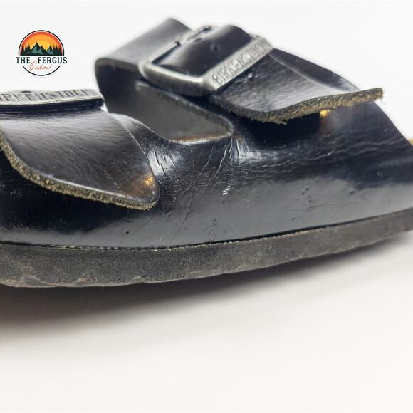 Birkenstock Black Patent Leather Arizona Two Strap Sandals Shoe Womens 9.5 UK 40 - Picture 9 of 16